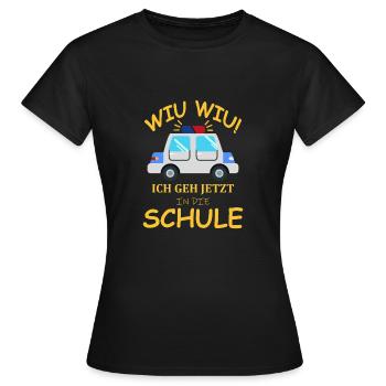 Einschulung Polizeiwagen Erstklässler Geschenkidee - Frauen T-Shirt - Schwarz - Vorne - AI Model Female 172 dark (172cm)