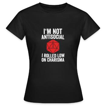 -Spieler antisozial - Frauen T-Shirt - Schwarz - Vorne - AI Model Female 172 dark (172cm)