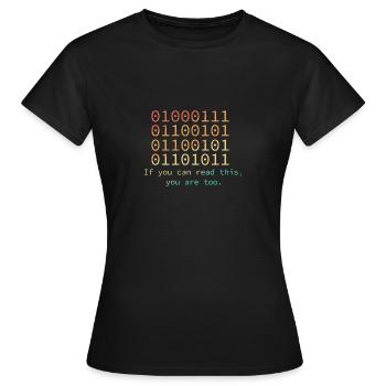 Programmierer, wenn Sie diesen Binärcode lesen kön - Frauen T-Shirt - Schwarz - Vorne - AI Model Female 172 dark (172cm)
