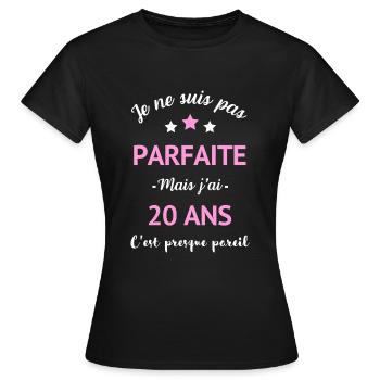 Anniversaire femme 20 ans humour - T-shirt Femme - noir - Devant - AI Model Female 172 dark (172cm)