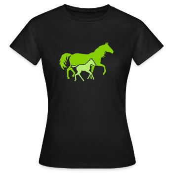 Stute mit Fohlen 2C - Frauen T-Shirt - Schwarz - Vorne - AI Model Female 172 dark (172cm)