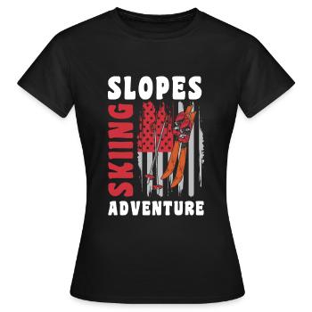 Winter sports Winter holiday Pistensau Skier - Women's T-Shirt - black - Front - AI Model Female 172 dark (172cm)