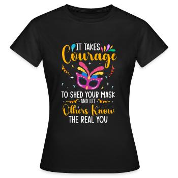 Déguisement costume party Mardi Gras - T-shirt Femme - noir - Devant - AI Model Female 172 dark (172cm)