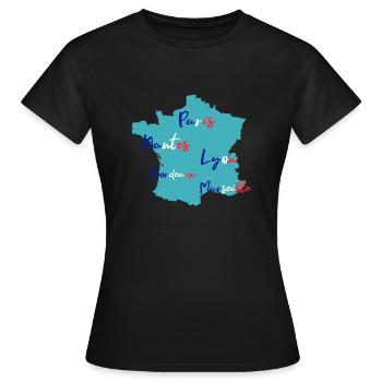 France - T-shirt Femme - noir - Devant - AI Model Female 172 dark (172cm)