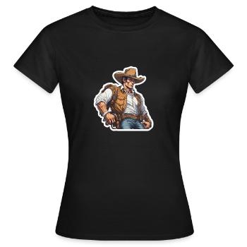 Wild West Cowboy - Frauen T-Shirt - Schwarz - Vorne - AI Model Female 172 dark (172cm)