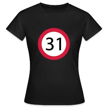 31 - Frauen T-Shirt - Schwarz - Vorne - AI Model Female 172 dark (172cm)