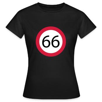 66 - Frauen T-Shirt - Schwarz - Vorne - AI Model Female 172 dark (172cm)