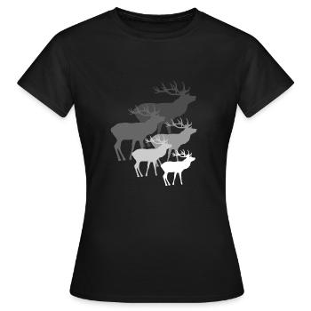 Cerf avec bois, cerf, chevreuil, cerf rouge, gris - T-shirt Femme - noir - Devant - AI Model Female 172 dark (172cm)