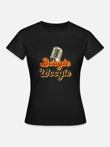 Boogie Woogie Vintage Mikrofon Geschenk - Frauen T-Shirt - Schwarz