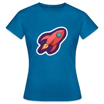 Autocollants fusée - T-shirt Femme - bleu saphir antique chiné - Devant - AI Model Female 172 dark (172cm)