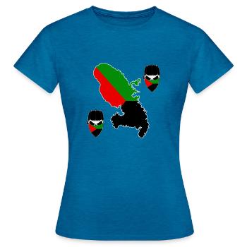 Mada couleur drapeau de la Martinique - T-shirt Femme - bleu saphir antique chiné - Devant - AI Model Female 172 dark (172cm)