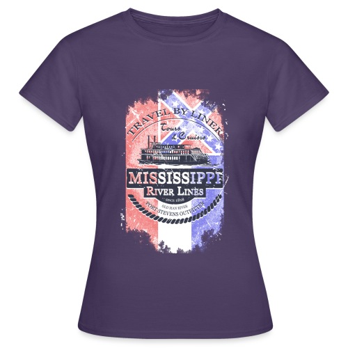 Mississippi Paddle Steamer - Vintage Flag - Frauen T-Shirt