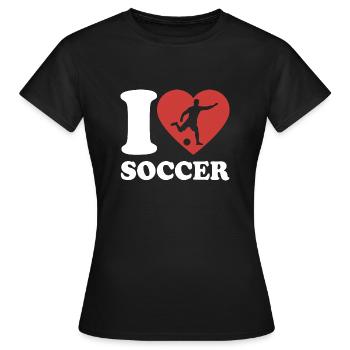 J’aime le football - Coeur - Hobby - T-shirt Femme - noir - Devant - AI Model Female 172 dark (172cm)
