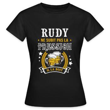 Rudy bière Rudycadeau rudy fêtes - T-shirt Femme - noir - Devant - AI Model Female 172 dark (172cm)