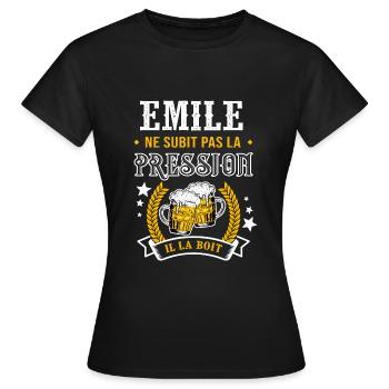 Emile bière Emile cadeau emile fêtes - T-shirt Femme - noir - Devant - AI Model Female 172 dark (172cm)