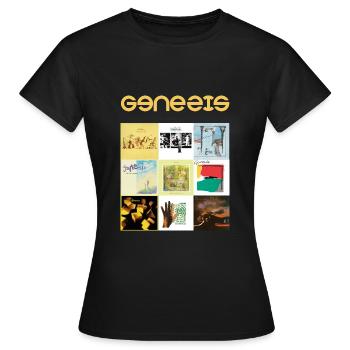 Genesis Zusammenstellung Verschiedene Album Cover - Frauen T-Shirt - Schwarz - Vorne - AI Model Female 172 dark (172cm)