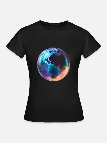 Seifenblasen-Erde - Frauen T-Shirt - Schwarz