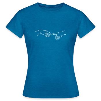 Creation of Adam - Michelangelo - Women's T-Shirt - antique blue sapphire heather - Front - AI Model Female 172 dark (172cm)