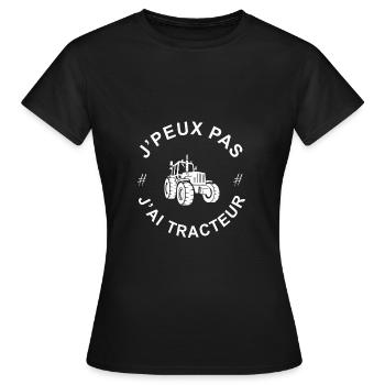 Je peux pas j'ai tracteur - T-shirt Femme - noir - Devant - AI Model Female 172 dark (172cm)
