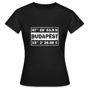 Budapest Koordinaten Stadt Ungarn Budapest - Frauen T-Shirt - Schwarz - Vorne - AI Model Female 172 dark (172cm)