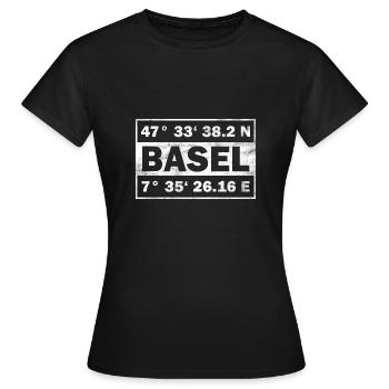 Basel Koordinaten Schweiz Basel - Frauen T-Shirt - Schwarz - Vorne - AI Model Female 172 dark (172cm)