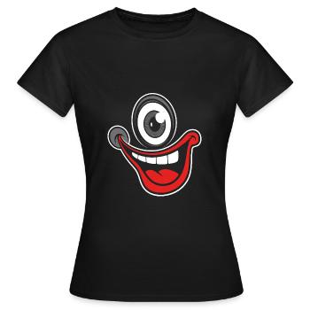 Visage rieur, joie de vivre, s’amuser - T-shirt Femme - noir - Devant - AI Model Female 172 dark (172cm)