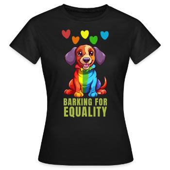 Aboiements pour l'égalité - Gay pride - T-shirt Femme - noir - Devant - AI Model Female 172 dark (172cm)