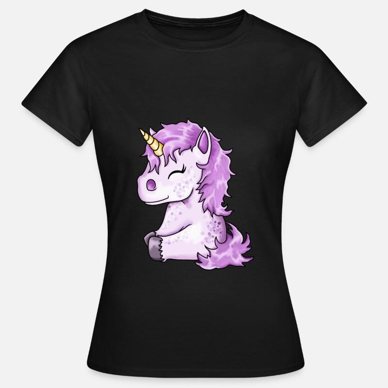 Sødt lyserødt enhjørningsløg - Dame-T-shirt - sort