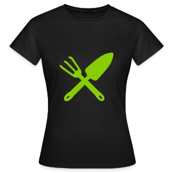 Couleur de jardin d'outil de râteau et de pelle sélectionnable - T-shirt Femme - noir - Devant - AI Model Female 172 dark (172cm)