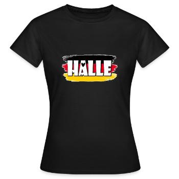 Hall, Ville, Allemagne, Drapeau - T-shirt Femme - noir - Devant - AI Model Female 172 dark (172cm)