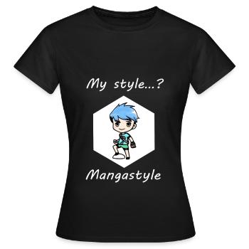 Manga - Anime - Jeune - Style BD - T-shirt Femme - noir - Devant - AI Model Female 172 dark (172cm)