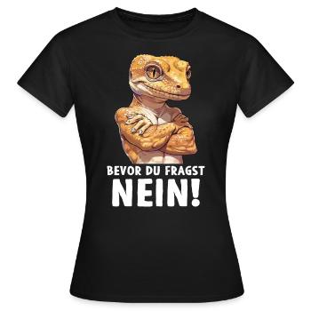 Gecko reptile lézard avant que vous ne demandiez non - T-shirt Femme - noir - Devant - AI Model Female 172 dark (172cm)