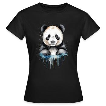 Verspieltes Panda Aquarell - Frauen T-Shirt - Schwarz - Vorne - AI Model Female 172 dark (172cm)