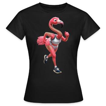 Flamingo Runner Jogging Running Sports Sportswoman - Women's T-Shirt - black - Front - AI Model Female 172 dark (172cm)