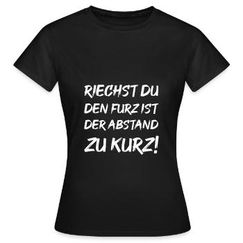 Riechst du den Furz ist der Abstand zu kurz! - Frauen T-Shirt - Schwarz - Vorne - AI Model Female 172 dark (172cm)