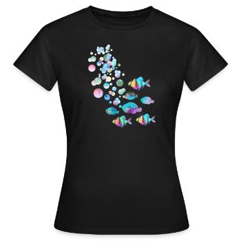 fische, Fisch,fischschwarm,luftblasen, Unterwasser - Frauen T-Shirt - Schwarz - Vorne - AI Model Female 172 dark (172cm)
