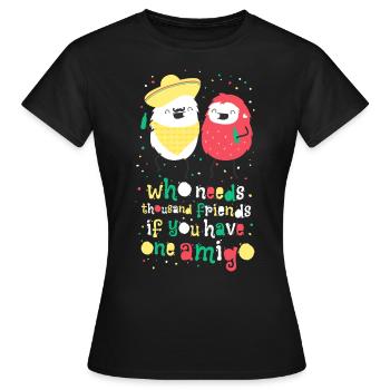 Amigos - beste Freunde - Frauen T-Shirt - Schwarz - Vorne - AI Model Female 172 dark (172cm)