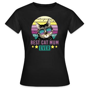 Best cat mum ever cat mom sunglasses lady - Women's T-Shirt - black - Front - AI Model Female 172 dark (172cm)