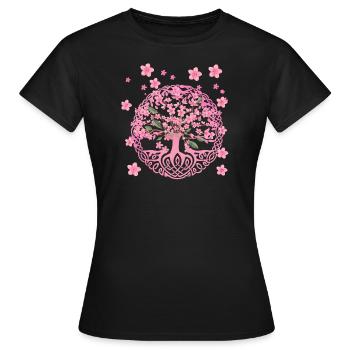 Tree of Life,Tree of Life,Sakura,Cherry Blossom - Women's T-Shirt - black - Front - AI Model Female 172 dark (172cm)