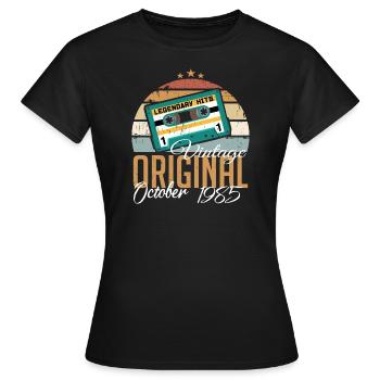 Octobre 1985 Cadeau d’anniversaire 1985 Octobre - T-shirt Femme - noir - Devant - AI Model Female 172 dark (172cm)
