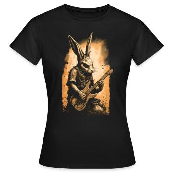 Heavy Metal Bunny avec guitare électrique - Gold Edition - T-shirt Femme - noir - Devant - AI Model Female 172 dark (172cm)