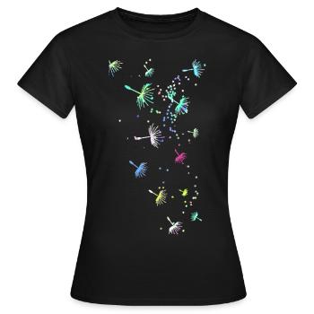 Pissenlit,Fleur,Coloré, Étoiles - T-shirt Femme - noir - Devant - AI Model Female 172 dark (172cm)