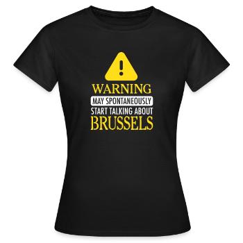 WARNING!:Brussel - Frauen T-Shirt - Schwarz - Vorne - AI Model Female 172 dark (172cm)