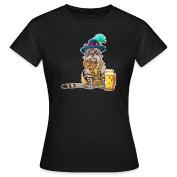 Bavarian male in leather pants gift for cats - Women's T-Shirt - black - Front - AI Model Female 172 dark (172cm)