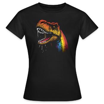 Regenbogen-Hals Tyrannosaurus - Frauen T-Shirt - Schwarz - Vorne - AI Model Female 172 dark (172cm)