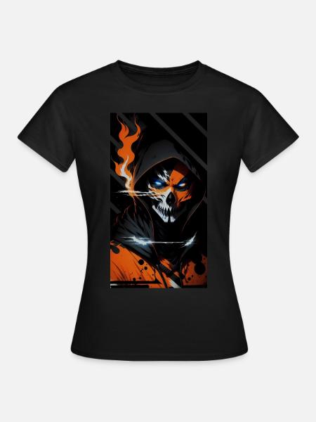 Feuriger Totenkopf-Wächter - Frauen T-Shirt - Schwarz