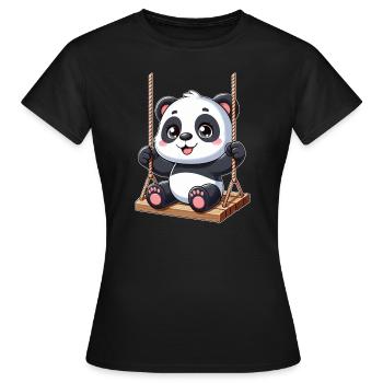 Panda sur balançoire aire de jeux amusante - T-shirt Femme - noir - Devant - AI Model Female 172 dark (172cm)