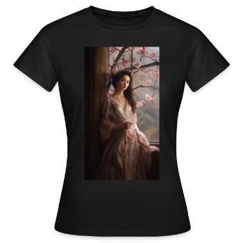 Japanese Princess Portait Renaissance Design - Women's T-Shirt - black - Front - AI Model Female 172 dark (172cm)