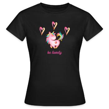 be lovely - Einhorn Einhörner Fabelwesen Geschenk - Frauen T-Shirt - Schwarz - Vorne - AI Model Female 172 dark (172cm)