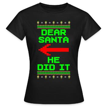 He did it Ugly Christmas Christmas - Women's T-Shirt - black - Front - AI Model Female 172 dark (172cm)